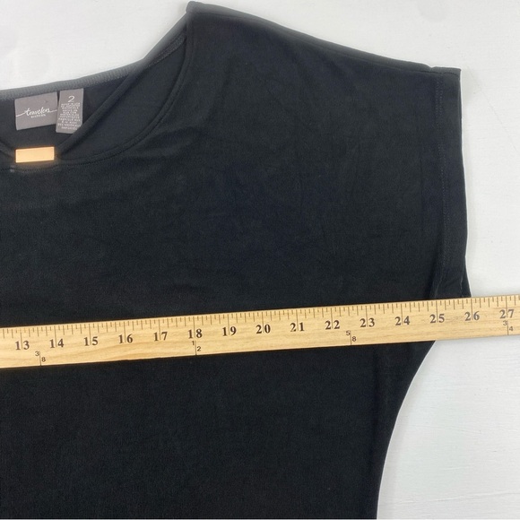Chico’s Travelers Stretch Black Short Sleeve Top with Gold‎ Accent Sz Large - Picture 9 of 12